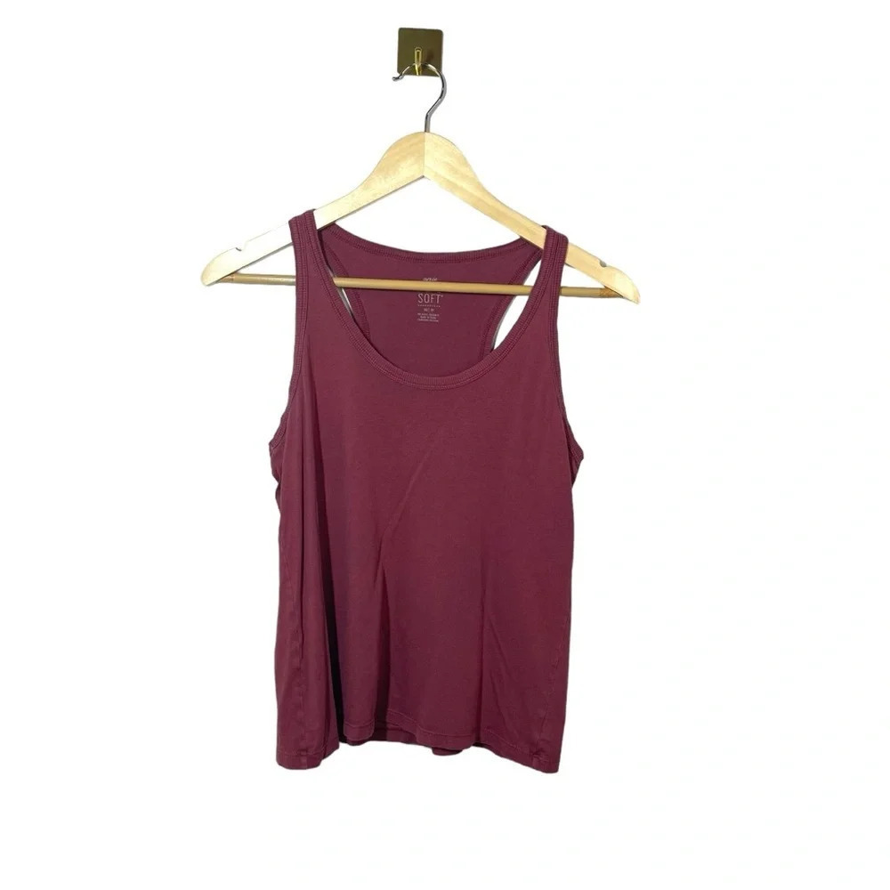 Aerie XS Maroon Real Soft Racerback Tank Top Ribbed Collar Modal Casual
